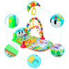 HE0603 Baby Piano Fitness Mat Newborn Educational Toy with Light / Music / 4 Animal Cartoon Rattles / 1 Small Mirror