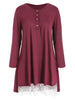 Lace Hem Button Detail T-shirt