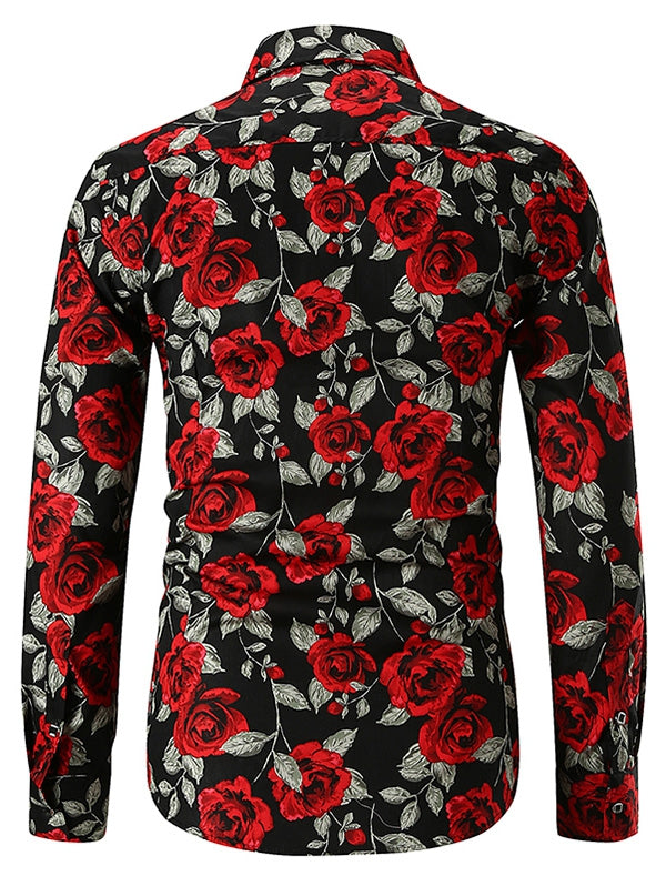 Allover Rose Print Casual Shirt