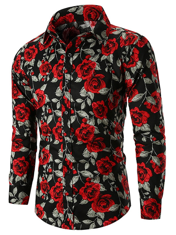 Allover Rose Print Casual Shirt