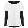 Two Tones Long Sleeve Tearing T-shirt