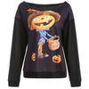 Halloween Print Skew Neck Sweatshirt