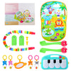 HE0603 Baby Piano Fitness Mat Newborn Educational Toy with Light / Music / 4 Animal Cartoon Rattles / 1 Small Mirror