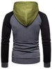 Color Blocking Casual Drawstring Hoodie