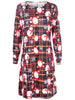 Christmas Plus Size Santa Claus Print Plaid Dress