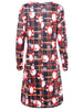Christmas Plus Size Santa Claus Print Plaid Dress