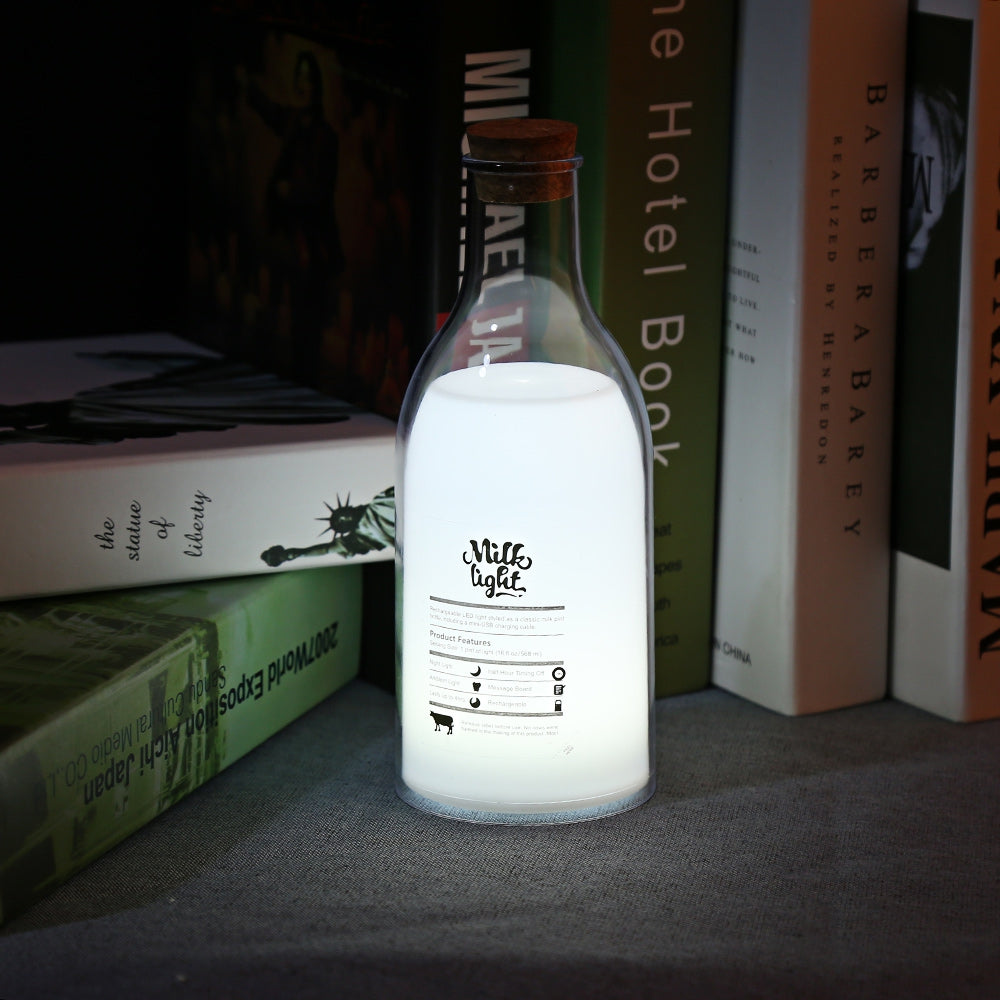 USB Charging LED Bedside Lamp Milk Bottle DIY Message Night Light