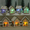 Christmas Glowing Cabin Creative Xmas Snow House with Lights Wooden Cabins