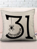 Halloween Date Spider Print Decorative Linen Pillowcase