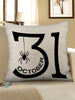 Halloween Date Spider Print Decorative Linen Pillowcase