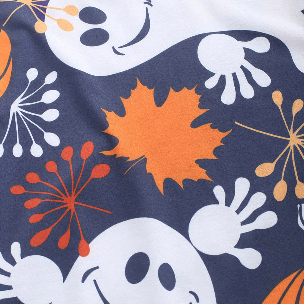 Ghost Pumpkin Leaf Print Casual Tee Shirt