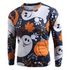 Ghost Pumpkin Leaf Print Casual Tee Shirt