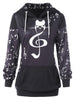 Musical Notes Print Hoodie with Front Pocket