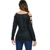 Skull Print Cut Out Full Sleeve T-shirt