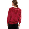 Hooded Long Sleeve Fleece Loose Zipper Pocket Solid Color Women Hoodie