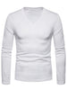 Solid Color V Neck Fleece T-shirt