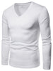 Solid Color V Neck Fleece T-shirt