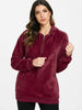 Side Pockets Faux Fur Hoodie with Zipper