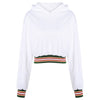 Hooded Long Sleeve Color Blocking Stripe Crop Top Women Hoodie