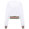 Hooded Long Sleeve Color Blocking Stripe Crop Top Women Hoodie