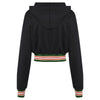 Hooded Long Sleeve Color Blocking Stripe Crop Top Women Hoodie