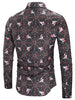 Deer Print Hidden Button Christmas Shirt