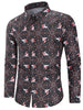 Deer Print Hidden Button Christmas Shirt