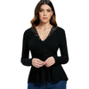 Lace Panel High Low Peplum Knitwear