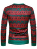 Christmas Geometric and Santa Claus Printed Crew Neck Tee