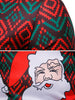 Christmas Geometric and Santa Claus Printed Crew Neck Tee