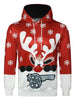 Christmas Elk Printed Drawstring Hoodie