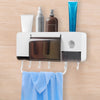 Wall Mounted Toothbrush Holder Automatic Toothpaste Dispenser Bathroom Shelf