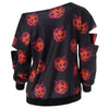 Halloween Pumpkin Print Skew Neck Sweatshirt