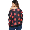 Halloween Pumpkin Print Skew Neck Sweatshirt