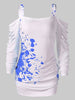 Halloween Cold Shoulder Blood Splatter T-Shirt