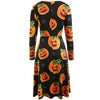 Halloween Pumpkin Print Midi Swing Dress