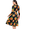 Halloween Pumpkin Print Midi Swing Dress