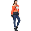 Halloween Bat Print Skew Neck Sweatshirt
