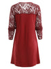 Ruched Bust Long Sleeve Lace Panel Dress