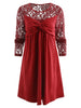 Ruched Bust Long Sleeve Lace Panel Dress