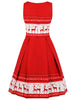 Christmas Vintage Elk Print Lace Up Flare Dress