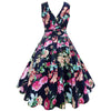Plus Size Floral Printed Vintage Gown Dress