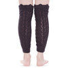 Openwork Wavy Side Faux Lace Knit Wool Warm Leg Sleeve Pile Socks