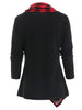 Long Sleeve Heap Collar Tartan Panel T-shirt