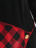 Long Sleeve Heap Collar Tartan Panel T-shirt