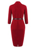 V Neck Buttoned Sheath Dress