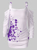 Halloween Cold Shoulder Blood Splatter T-Shirt