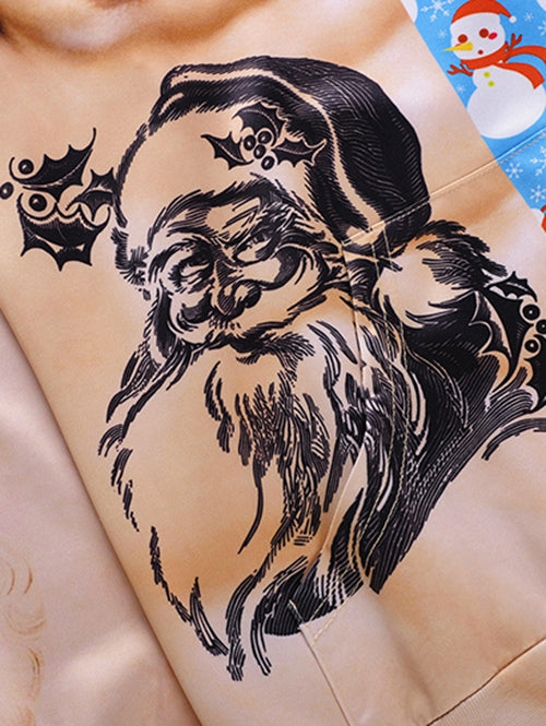 Christmas Muscle Elk Print Casual Hoodie