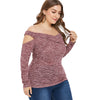 Plus Size Off The Shoulder Cutout Marled Long Sleeve T-shirt