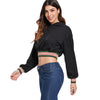 Hooded Long Sleeve Color Blocking Stripe Crop Top Women Hoodie